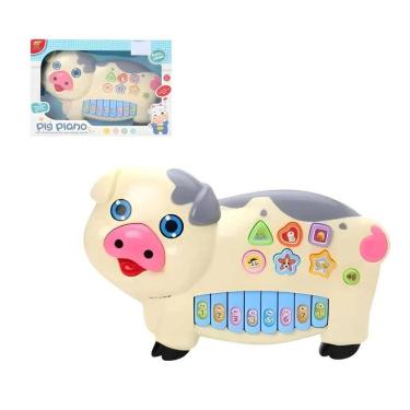 Imagem de Teclado Infanti Brinquedo Porquinho Bebê Com Luzes Música