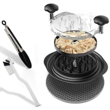 Imagem de Triturador de peito de frango grande com escova e garfo, máquina de triturar carne visível, tira antiderrapante, cabo ergonômico, sem BPA, adequado para carne de porco e frango