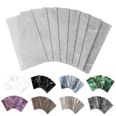 Imagem de URCOLOR Azulejo de parede com 64 peças, revestimento de parede Backsplash de 10 x 20 cm PVC brilhante em azulejos de metrô para cozinha, banheiro, lavanderia, acampamento, lareira