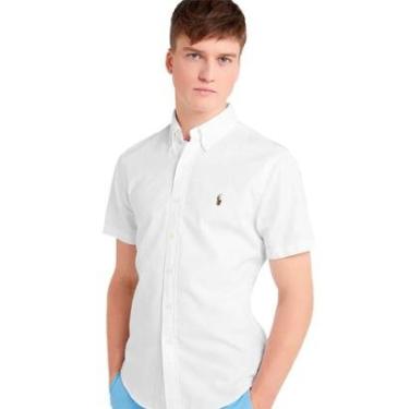 Imagem de Camisa Ralph Lauren Manga Curta Custom Fit Coloured Logo Branca-Masculino