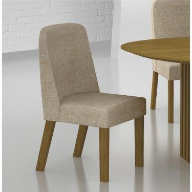 Imagem de Conjunto 2 Cadeiras de Jantar Isis MDF e Linho Leifer, Palha