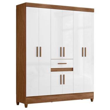 Imagem de Guarda Roupa Casal Portugal 8 Portas Naturale Branco - Moval
