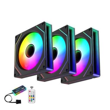 Imagem de Kit 3 Cooler Fan RGB Gamer Para CPU Gabinete Com Controlador G-VR347K 