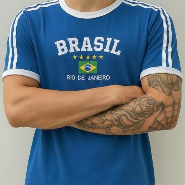 Imagem de Blusa Do Brasil Bandeira Bordada Unissex Azul Claro - Tojoia18K