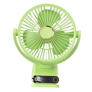 Imagem de WeiLaiKeQi Clipe portátil no ventilador de desktop de ventilador Display digital recarregável com fã de mini -mesa de luz noturna para o dormitório interno da, Verde