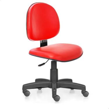 Imagem de Cadeira para Escritório Executiva Giratória Courvin Vermelho, Sem Braço, Base Arcada e Rodízios PU Antirriscos - Home Gourmet