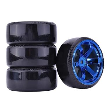 Imagem de WONFAST 4Pcs 63mm RC Drift Car Tires Hard Tyres Plastic Wheel Rims for 1/10 Traxxas HSP Tamiya HPI Kyosho On-Road Drifting Car Spare Parts (Blue)
