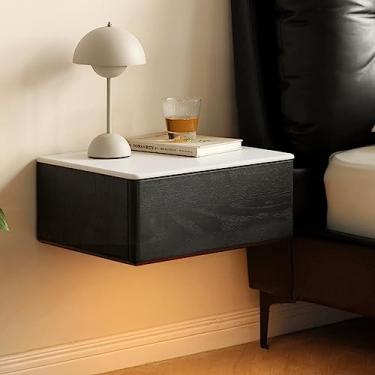 Imagem de Mesa de cabeceira inteligente, armário de cabeceira com gavetas, mesa de cabeceira flutuante com gaveta, mesa de cabeceira moderna montada na parede, decoração de mesas laterais, mesa de cabeceira