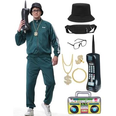 Imagem de Abawaka 80s Outfit for Men Women 90s Track Suit Themed Party Outfits Costume for 80s 90s Windbreaker Sweatsuit Sportswear