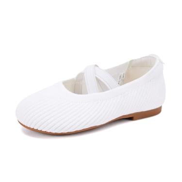 Imagem de BMCiTYBM Sapatilhas de balé para meninas pequenas, confortáveis, confortáveis, casuais, elegantes para meninas e festas escolares, B - branco, 10 Toddler