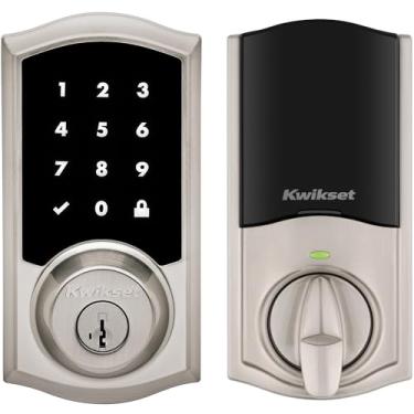 Imagem de Kwikset HomeConnect 918 tradicional Z-Wave bloqueio de tela sensível ao toque ativado de longo alcance funciona com alarme de anel, hub Samgsung SmartThings necessário, vendido separadamente em níquel