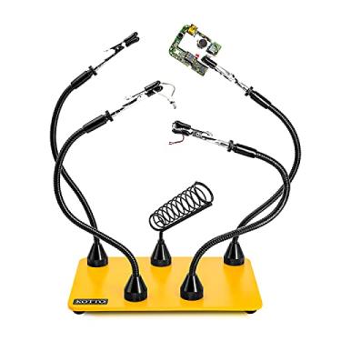 Imagem de KOTTO Ferramenta de Solda Terceira Mão Suporte de PCB, Quatro Suportes Magnéticos com Suporte de Ferro, Braços Flexíveis de Metal Ajudando Mãos Artesanais, Joias, Hobby Workshop Estação de Ajuda, Base Pesada de Aço Antiderrapante