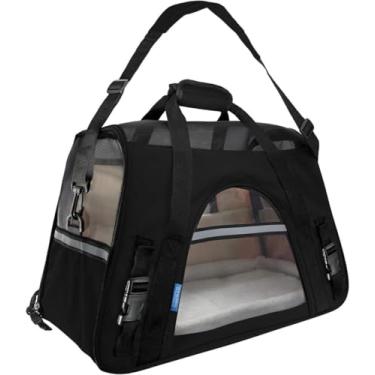Imagem de Bolsa Transporte Pet 44x28x25 Preta Passeio Viagem Carro Avião Para Cães e Gatos Até 8kg