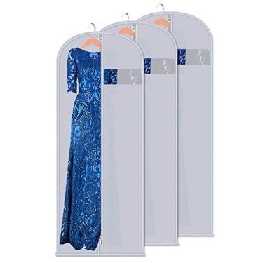 Imagem de Mr Hsiung & Mrs Yin Sacos Para Roupas Extra Longos De 60 Polegadas (Pacote Com 3) - Capas Ternos E Vestidos Peva Resistentes Zíper Metal, Janela Transparente, Dobráveis Armazenamento Em Viagens No A