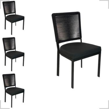 Imagem de Jogo 4 Cadeiras De Alumínio Corda Sintética Assento 50cm Alt - Alumini