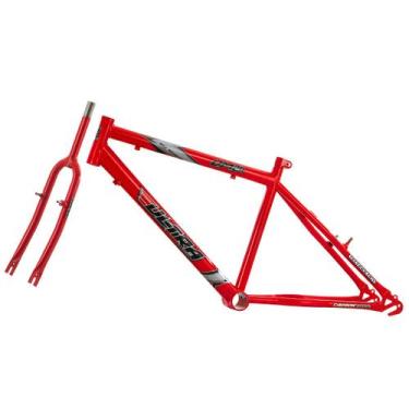 Imagem de Quadro aro 24 ultra bikes em aço carbono com garfo masculina, Vermelho