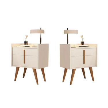 Imagem de Kit 2 Mesas De Cabeceira Quarto Retrô Decorativa Canto Lateral - Davi 