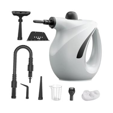 Imagem de Bothyi Limpador a vapor portátil com tanque de água de 700 ml, leve e potente, 1200 W, para limpeza a vapor de estofados e lavanderias, adaptador para EUA, Cinza