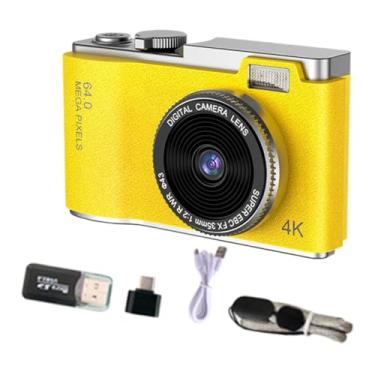 Imagem de Generic Câmera digital portátil CCD de brinquedo 11,7 x 6,4 x 2,9 cm, luz de preenchimento embutida, leve, versátil para gravação de vídeo, tela giratória, Amarelo
