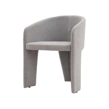 Imagem de Cadeira De Jantar Cinza Estofado Em Bouclê E Base Reforçada