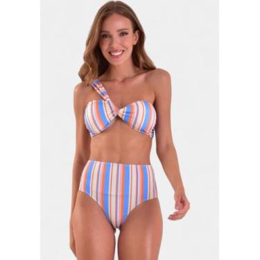 Imagem de Biquíni Areia Branca Baly Hot Pant Stripe Azul, G