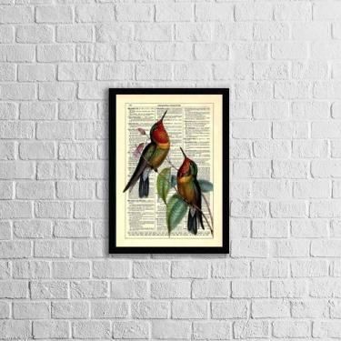 Imagem de Quadro Decorativo Beija Flores 33X24Cm Moldura Preta Vidro