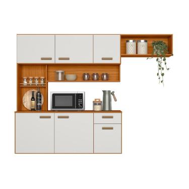 Imagem de Cozinha Suspensa Com Balcão 180cm Manu Freijo Uv Off Acetinado - SSX Multicoisas