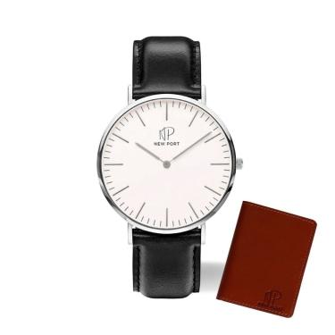 Imagem de Relógio Masculino Casual Preto Elegante 40mm +Carteira Couro