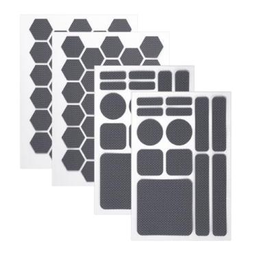 Imagem de 4 Autocolantes para Telemóveis, Textura de Diamante Antiderrapantes Fita Adesiva Telemóveis com Formato Quadrado Hexagonal Redondo Decalques Autocolantes para Comandos Câmaras (Cinzento)