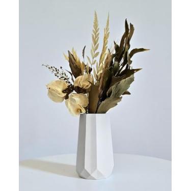 Imagem de Arranjo De Flores Secas Decorativo Vaso Garrafa Losangos