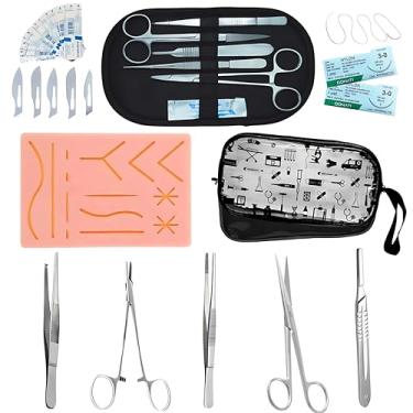 Imagem de Kit Sutura Cabo De Bisturi Dissecaçao Pinça Dente De Rato Tesoura Porta Agulha Estagio