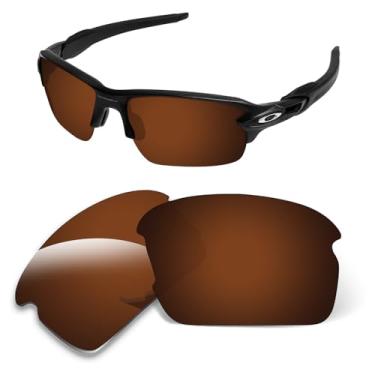 Imagem de Lentes de substituição de 1,6 mm compatíveis com óculos de sol Oakley Kids Flak XS OJ9005 juvenil, antiarranhões (marrom âmbar)