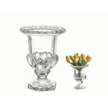 Imagem de Vaso hidropônico de vidro, vaso vintage de boca larga para centros de mesa, vaso de flores decorativo com padrão canelado, centros de mesa para casa, escritório, casamento, mesa de jantar, festa