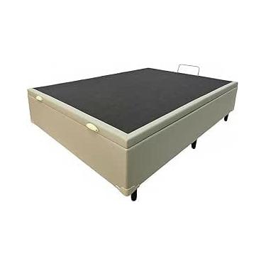 Imagem de Base Cama de Casal Box Baú Casal Suede Bege Com Pistão A Gás Com Bau Reforçada