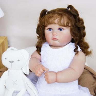 Imagem de Boneca Bebê Reborn Corpo de Tecido 60cm Conjunto de Roupa Mamadeira Ch