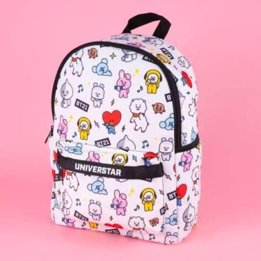 Imagem de Mochila De Costa Escolar Personagens Bt21 Branca Bts