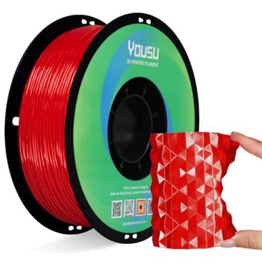 Imagem de Yousu Filamento De Tpu Seda 1,75 Mm, Flexível Para Impressora 3D 95A, Carretel 1 Kg (2,2 Lbs), Precisão Dimensional +/- 0,02 Vermelho