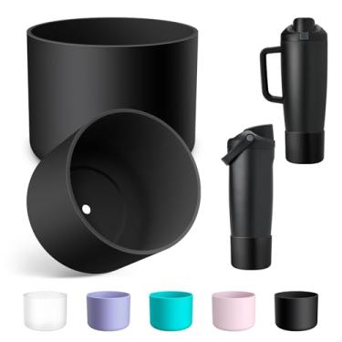 Imagem de Alwenid 2 peças de bota de silicone para garrafa Owala FreeSip Sway 850 g 1,134 g, capa protetora antiderrapante para copo de água de aço inoxidável Owala FreeSip Sway (preto)