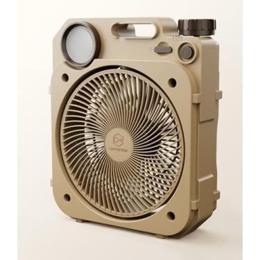 Imagem de LEMOISTAR Ventilador de acampamento com lanterna de LED, ventilador portátil recarregável de 10.0000 mAh de 8 polegadas - oscilação de 90°, velocidade contínua, ventilador USB silencioso operado por