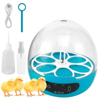 Imagem de DJAPWPX Incubadora inteligente de ovos incubadora de ovos para incubação de 6 ovos com rotação automática de ovos e controle de temperatura, incubadora prática com luz de LED para incubação de