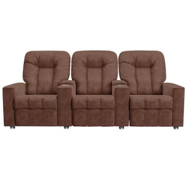 Imagem de Poltrona Reclinável 3 lugares para Sala de Cinema Romeo F05 Veludo Terracota - Lyam Decor