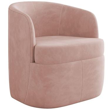 Imagem de Poltrona Decorativa Giratória Para Sala de Estar Siena K01 Veludo Rosê - Lyam Decor