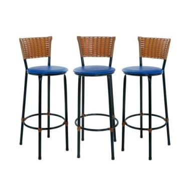 Imagem de Kit 3 Banquetas Alta Para Area de Churrasco Balcão Bancada Ilha - EJC 