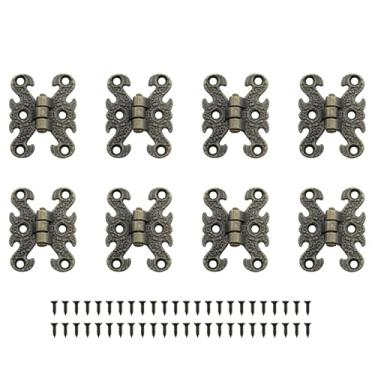 Imagem de JCBIZ 8 peças caixa de madeira de liga de zinco dobradiças vintage em forma de H cor de latão antigo com parafusos de instalação caixa de joias 3 x 4 cm dobradiças decorativas para presentes ferragens