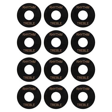 Imagem de 12 peças Yootones interruptor de alternância de guitarra de plástico anel de agudos com letra compatível com guitarra Les Paul (preto)