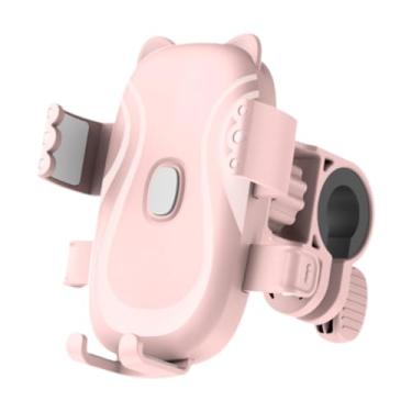 Imagem de AsrMyjcx Suporte de celular para bicicleta, clipe de guidão para celular, serve em guidões de 15-28 mm, antivibração, estável e ajustável para bicicletas, Rosa
