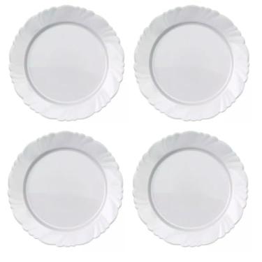 Imagem de Jogo De Pratos De Vidro Temperado | Prato Raso Branco Super Resistente | Kit Com 4, 6 Ou 12 PeçAs | Ideal Para Micro-Ondas, Freezer E Lava-LouçAs | Design Moderno E Atemporal(4 Peças)