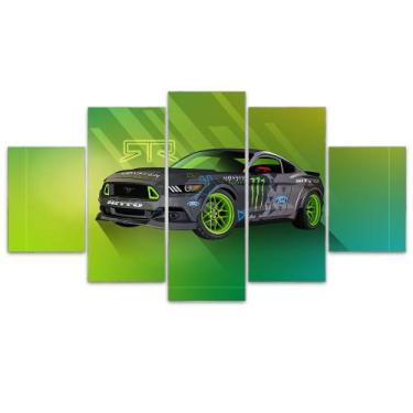 Imagem de Quadro Decorativo em Mosaico MDF Carro Verde 115x60cm - Império da Imp