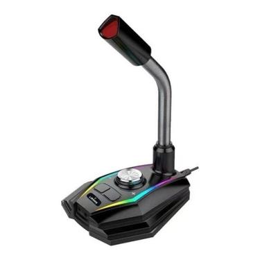 Imagem de Microfone De Mesa Gamer Jogos Com Led Rgb Lelong Usb Le-919