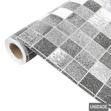 Imagem de Papel De Parede 45cm X 5m Azulejo Cinza - Tudo Em Caixa